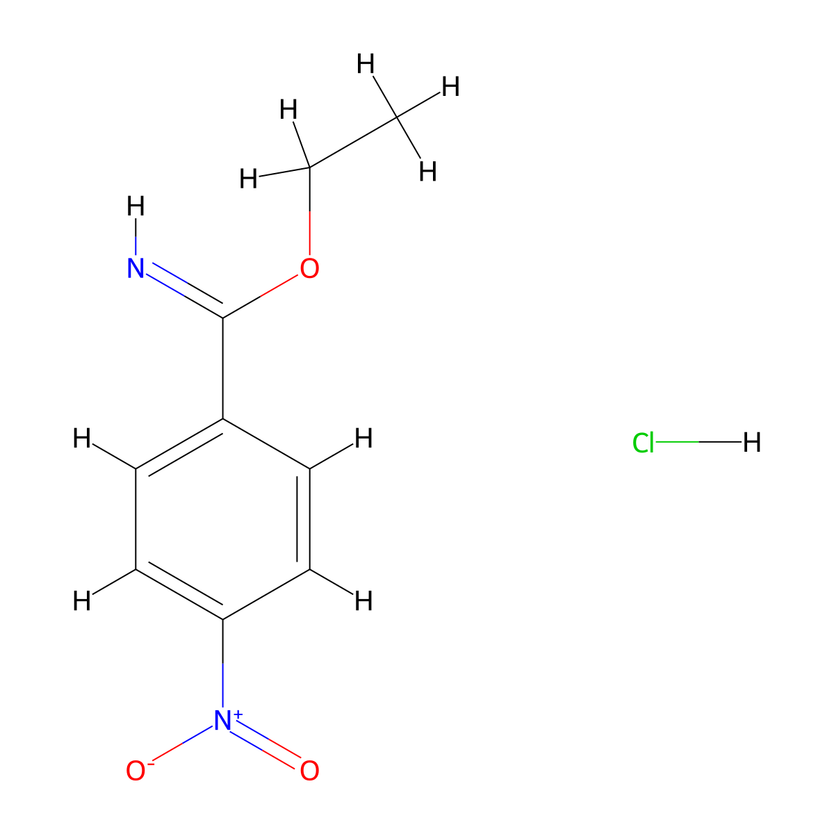 Ethyl 4-nitrobenzene-1-carboximidate hydrochloride molecular structure, CAS 40546-45-0