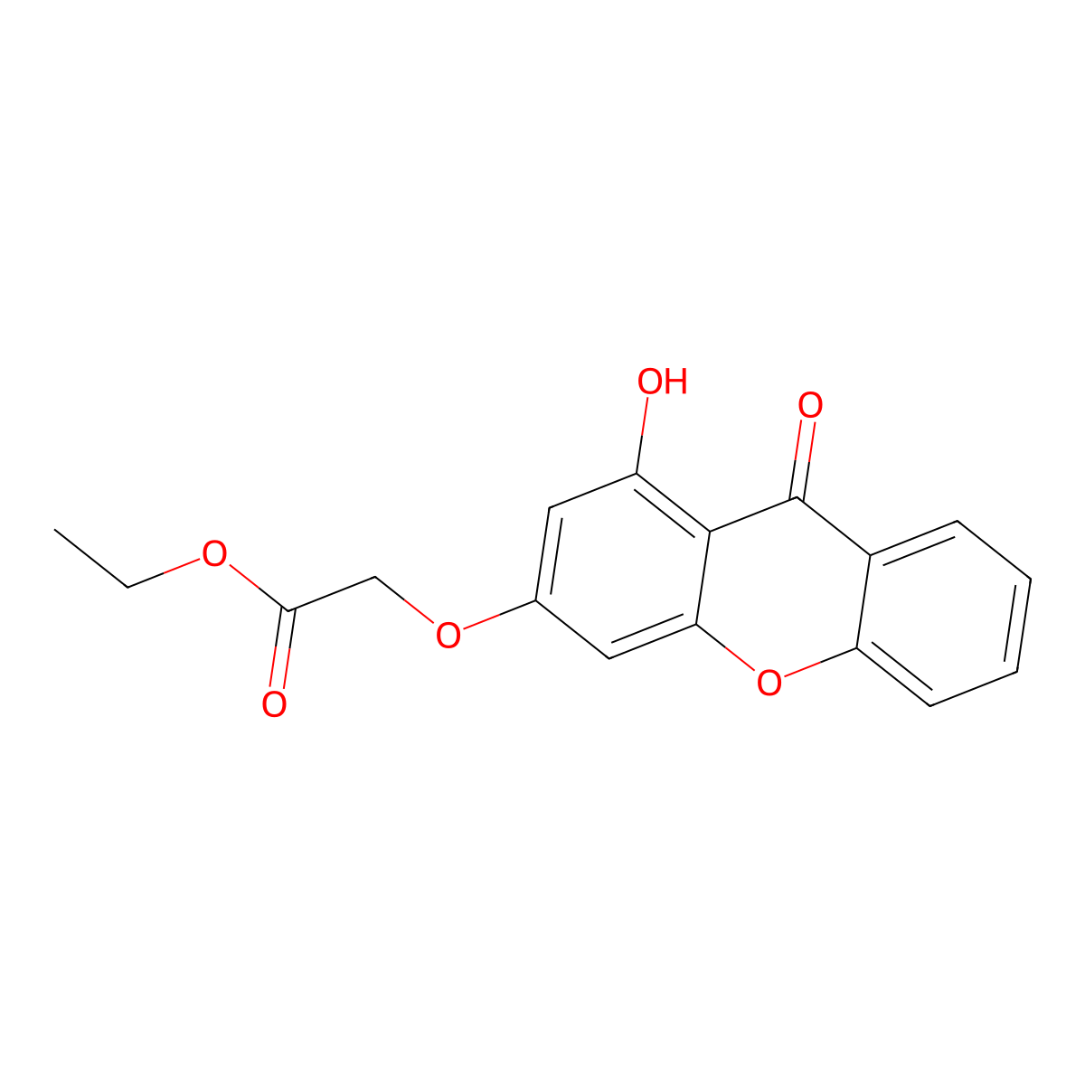 Acetic acid, [(1-hydroxy-9-oxo-9H-xanthen-3-yl)oxy]-, ethyl ester molecular structure, CAS 40547-31-7