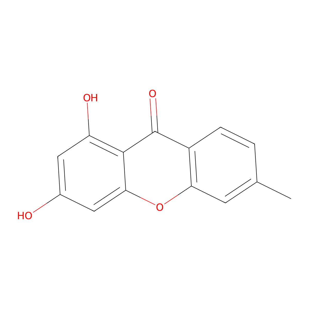 1,3-dihydroxy-6-methyl-9H-xanthen-9-one molecular structure, CAS 40547-32-8