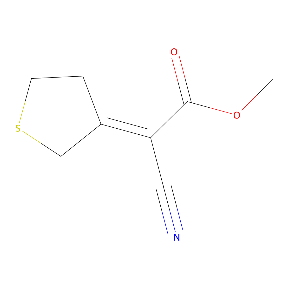 Methyl 2-cyano-2-(3-tetrahydrothienylidene)acetate molecular structure, CAS 40548-04-7