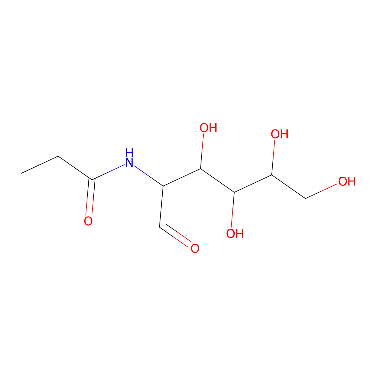 N-Propanoylglucosamine molecular structure, CAS 40549-20-0