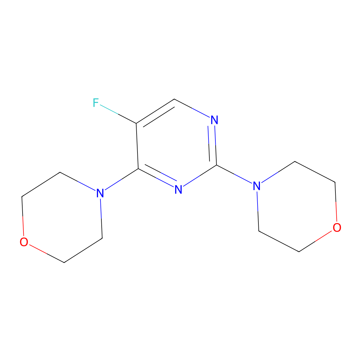 4-(5-Fluoro-2-morpholin-4-ylpyrimidin-4-yl)morpholine molecular structure, CAS 40553-59-1