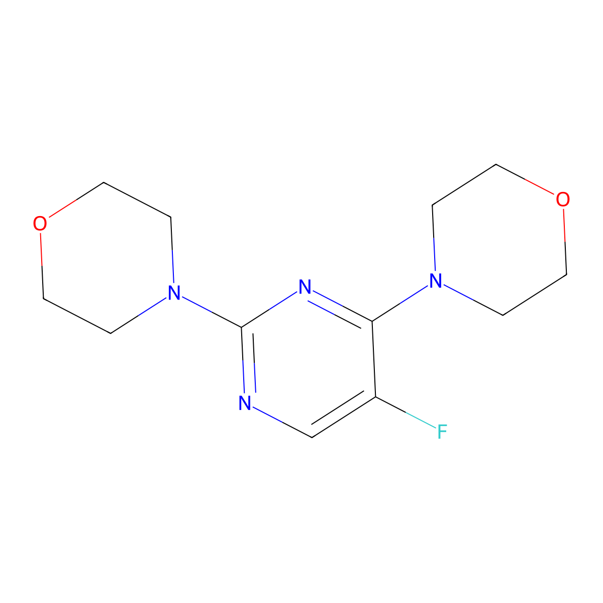 4-(5-Fluoro-2-morpholin-4-ylpyrimidin-4-yl)morpholine molecular structure, CAS 40553-59-1
