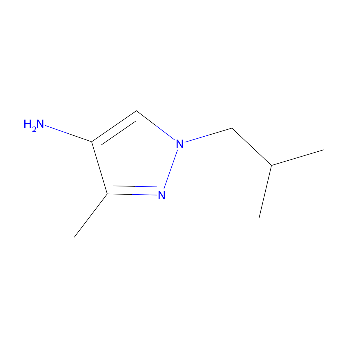 1-Isobutyl-3-methyl-1H-pyrazol-4-amine molecular structure, CAS 405548-38-1