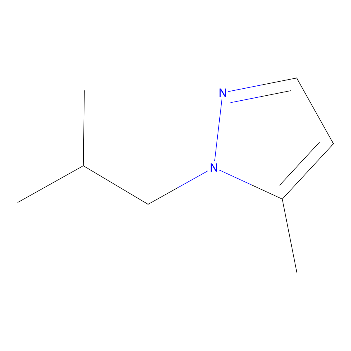 5-methyl-1-(2-methylpropyl)-1H-pyrazole molecular structure, CAS 405548-41-6