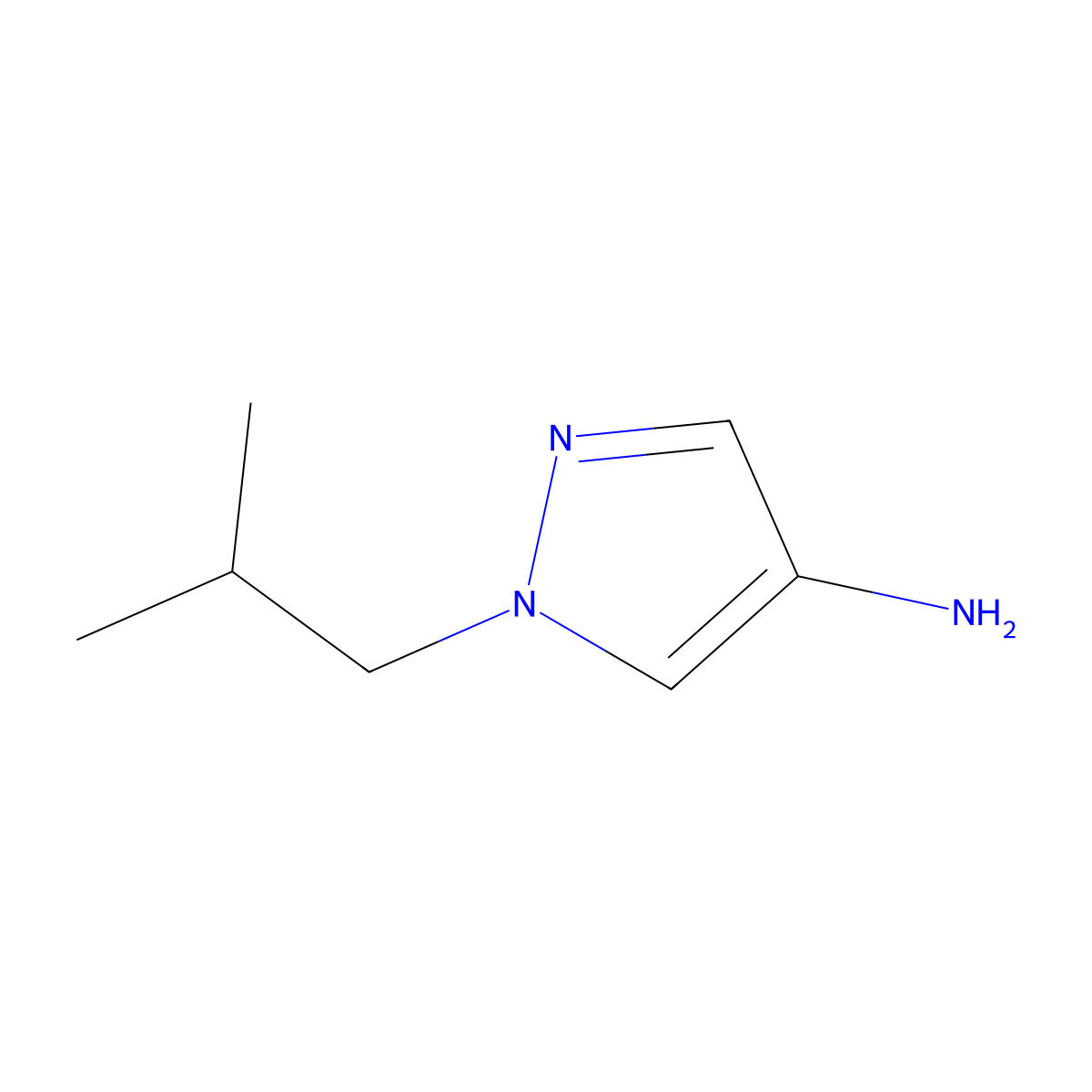 1-(2-methylpropyl)-1H-pyrazol-4-amine molecular structure, CAS 405548-42-7