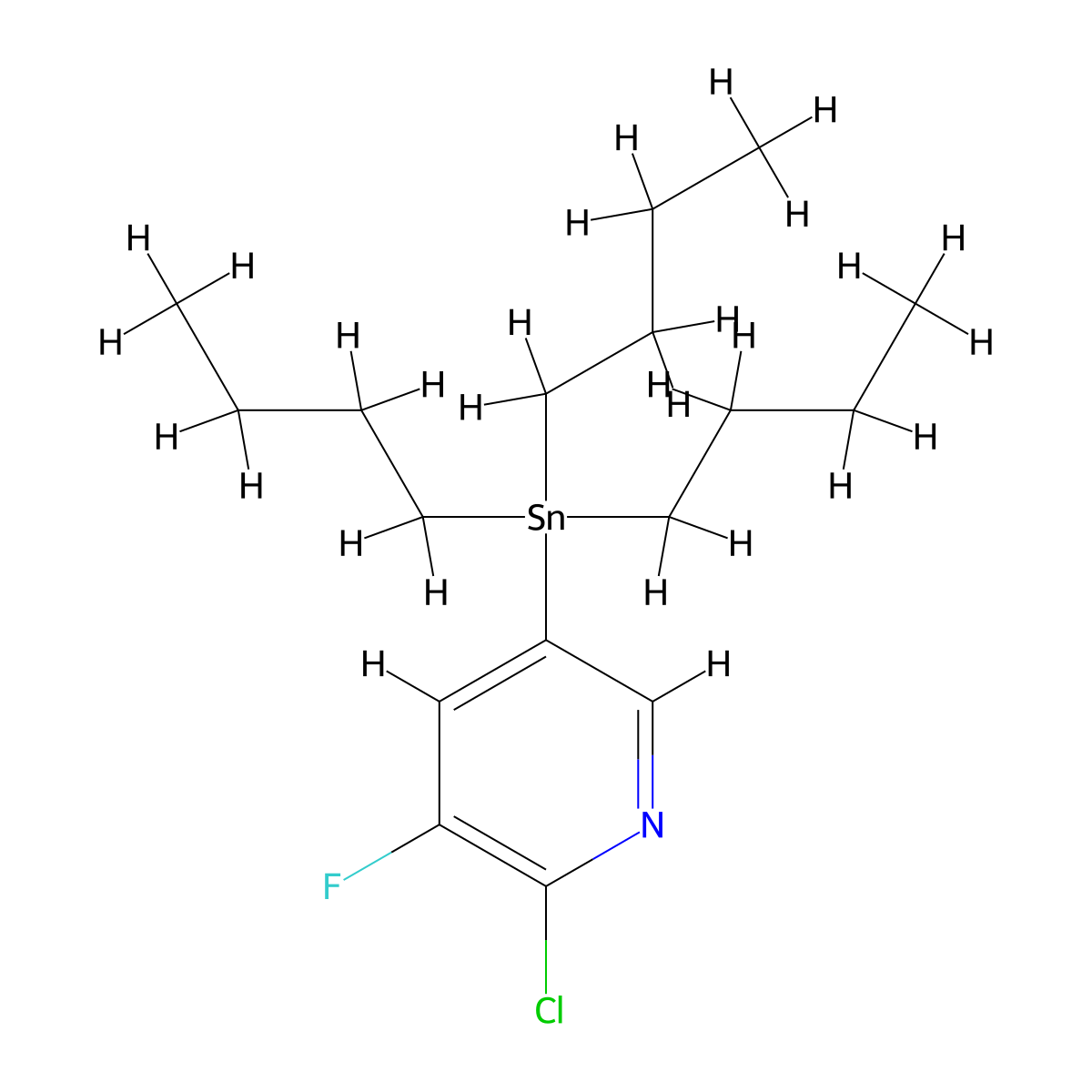 2-Chloro-3-fluoro-5-(tributylstannyl)pyridine molecular structure, CAS 405556-97-0