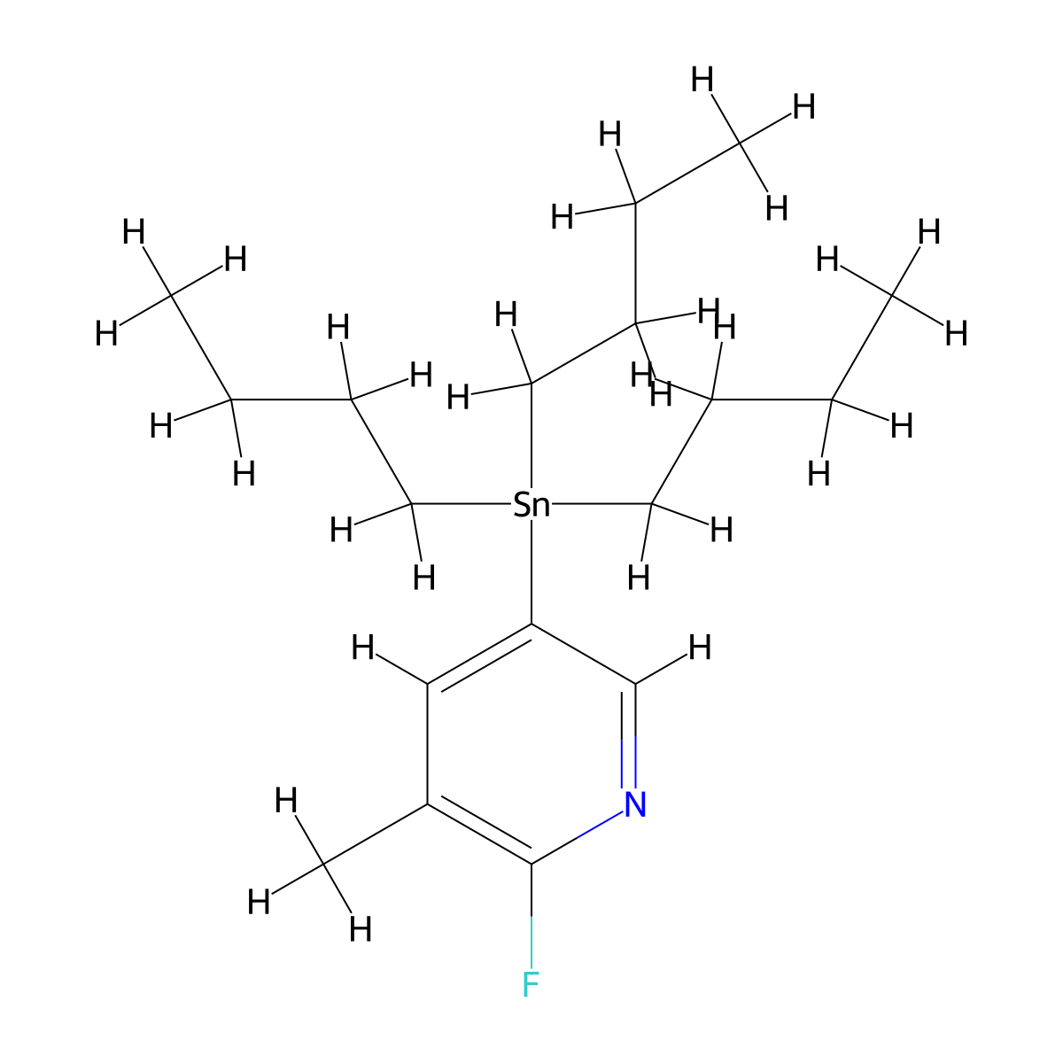 2-Fluoro-3-methyl-5-(tributylstannyl)pyridine molecular structure, CAS 405556-98-1