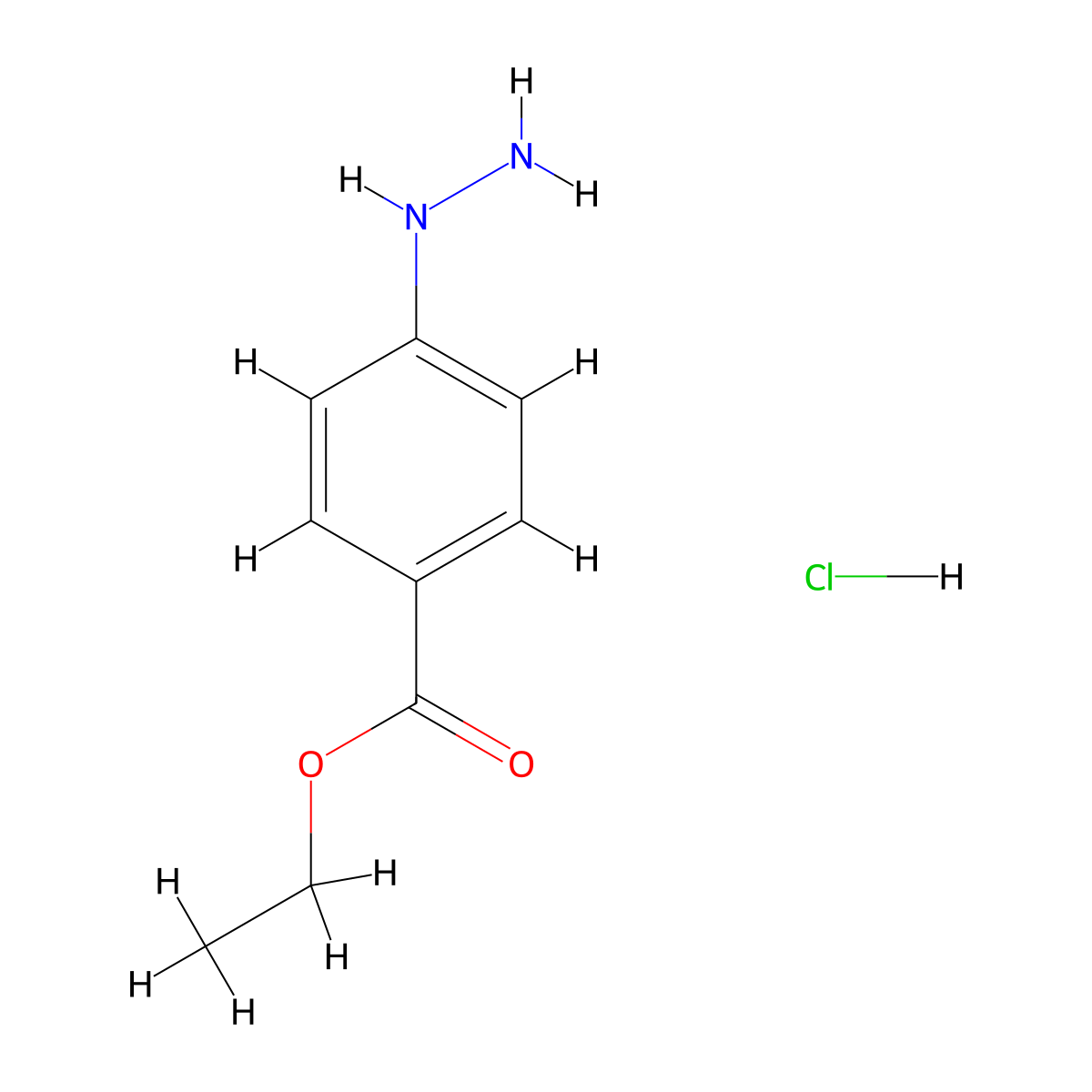 Ethyl 4-hydrazinylbenzoate hydrochloride molecular structure, CAS 40566-85-6