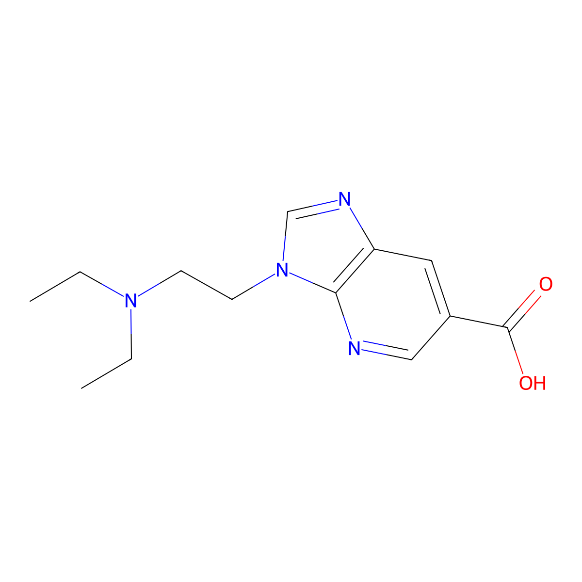 Imidazo(4,5-b)pyridine-6-carboxylic acid, 3-(2-diethylaminoethyl)- molecular structure, CAS 4057-57-2