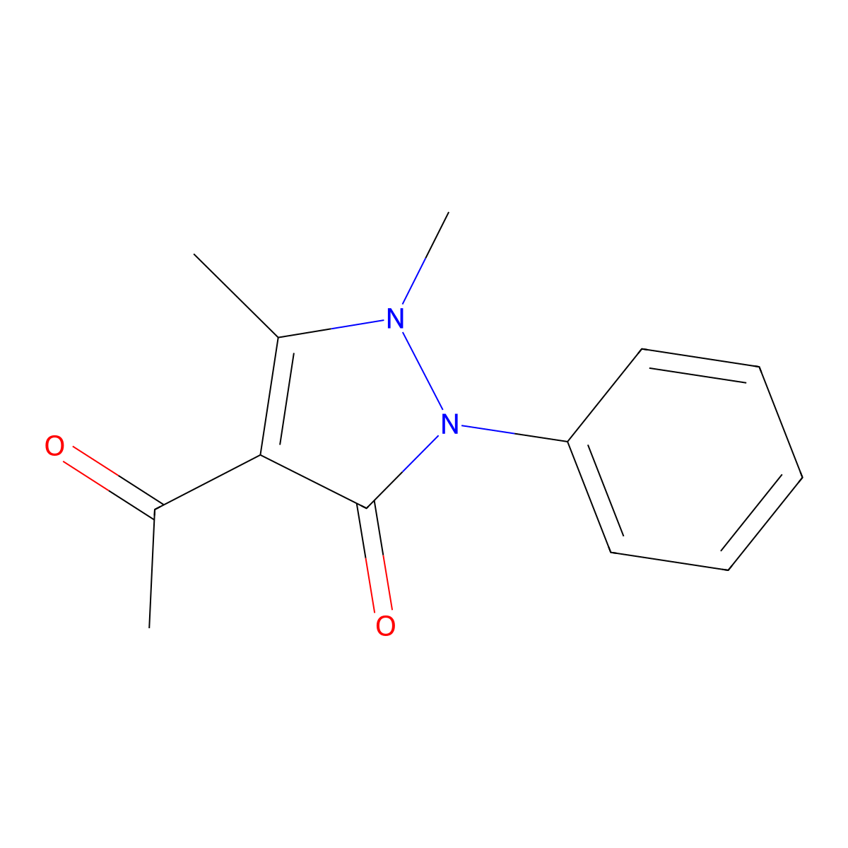 4-acetyl-1,5-dimethyl-2-phenyl-1,2-dihydro-3H-pyrazol-3-one molecular structure, CAS 40570-67-0