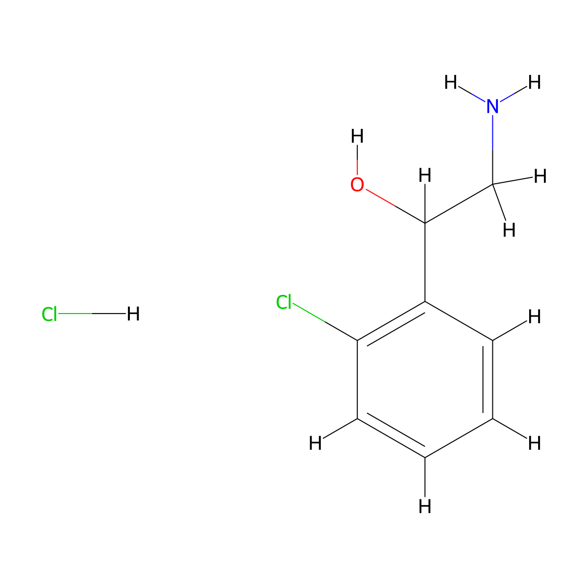 2-Amino-1-(2-chlorophenyl)ethanol hydrochloride molecular structure, CAS 40570-86-3