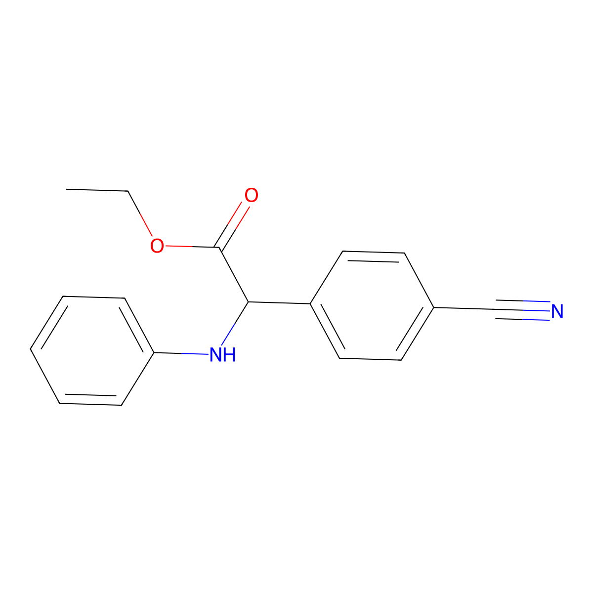 Ethyl 2-(4-cyanophenyl)-2-(phenylamino)acetate molecular structure, CAS 40577-15-9