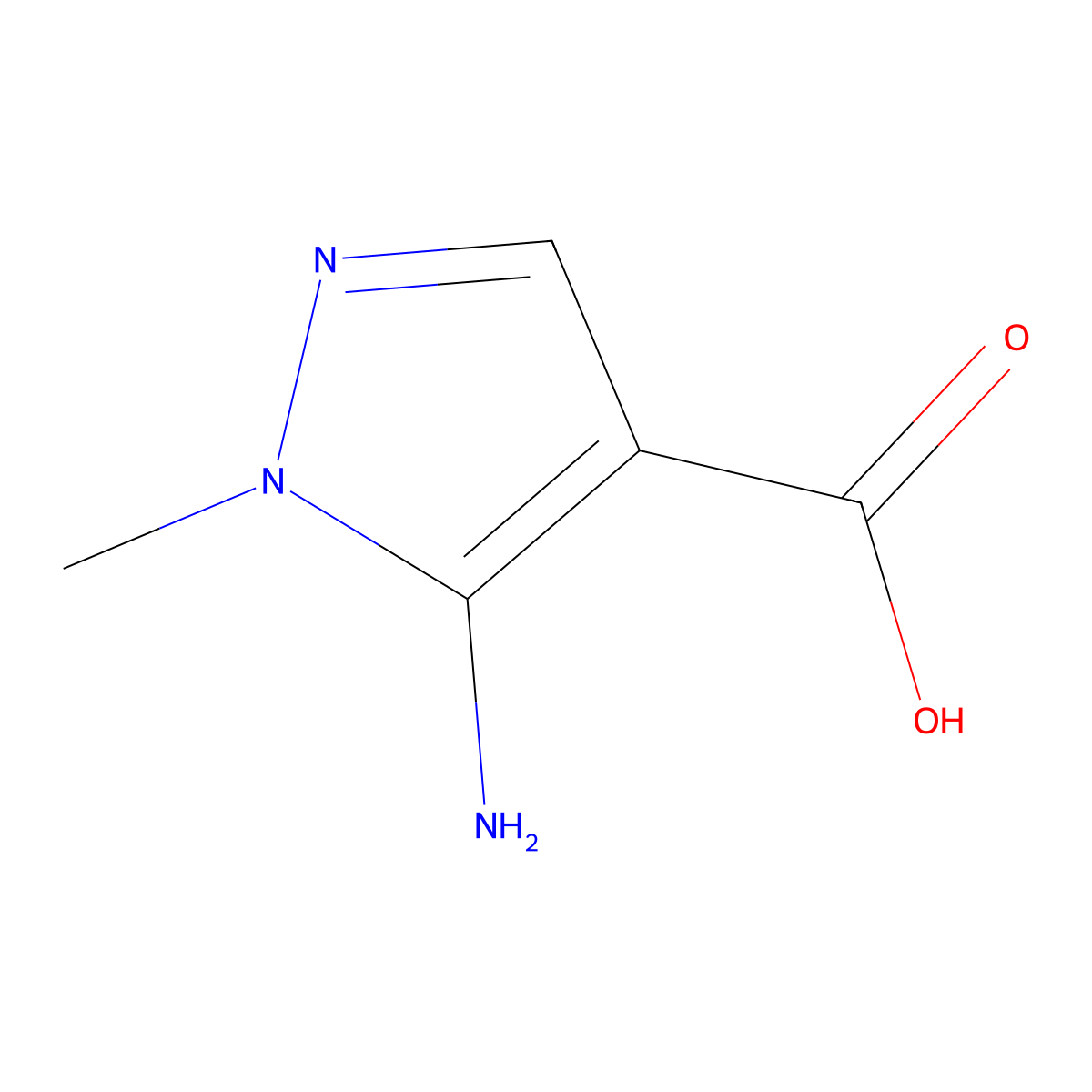 5-amino-1-methyl-1H-pyrazole-4-carboxylic acid molecular structure, CAS 4058-91-7