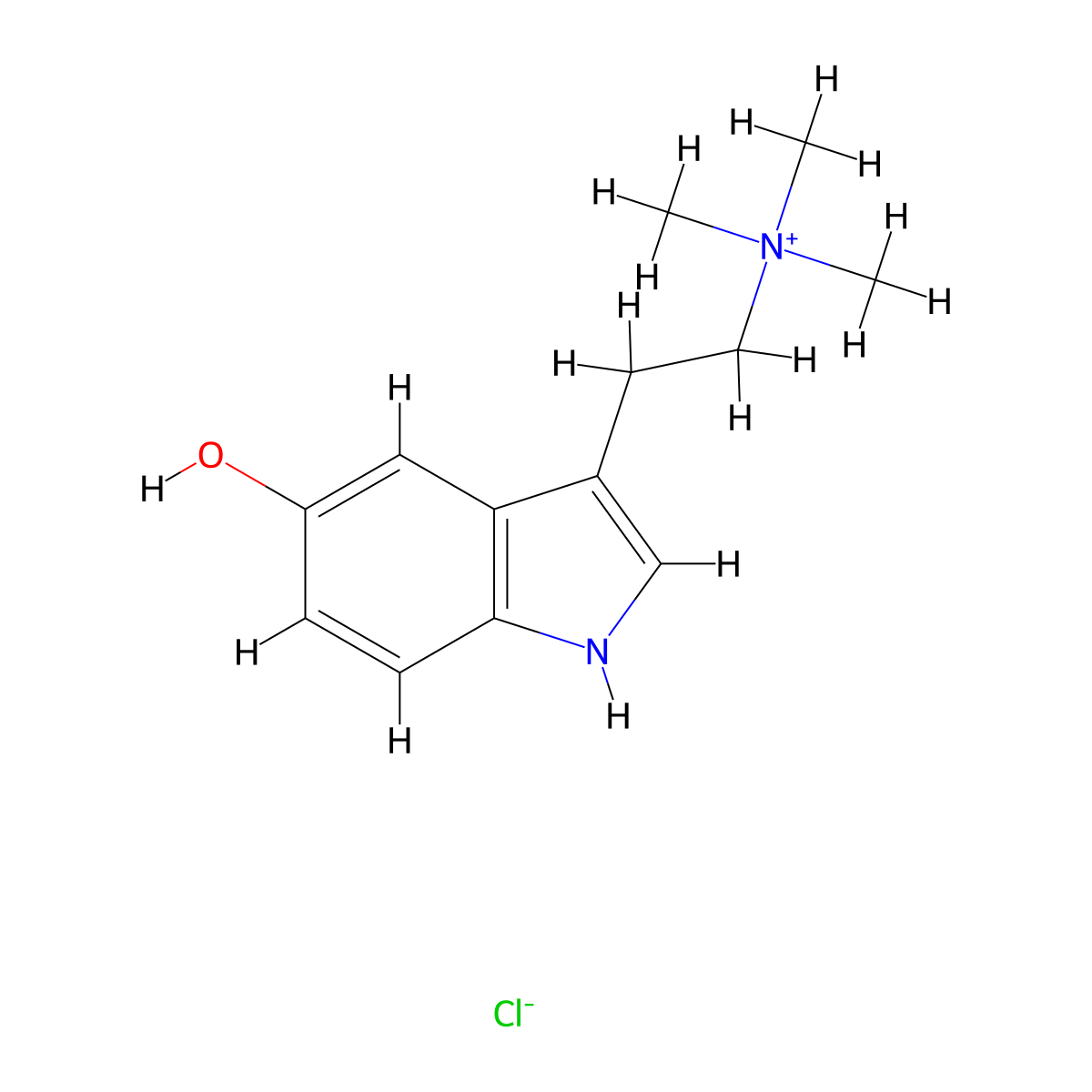 Bufotenidine hydrochloride(487-91-2 Free base) molecular structure, CAS 40581-89-3