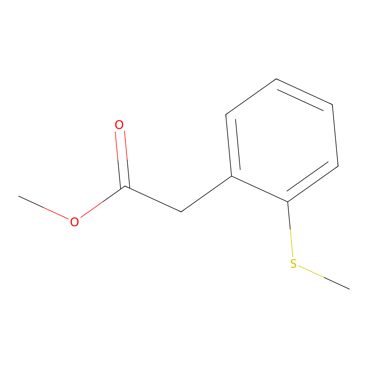 Methyl 2-[2-(methylsulfanyl)phenyl]acetate molecular structure, CAS 40584-60-9