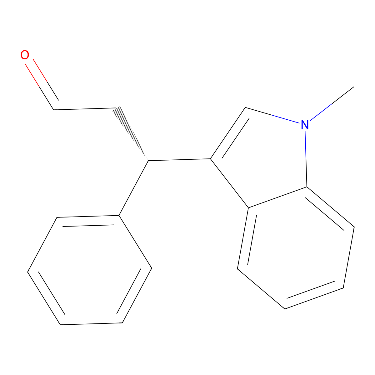 (3S)-(+)-3-(1-Methylindol-3-yl)-3-phenylpropionaldehyde molecular structure, CAS 405873-09-8