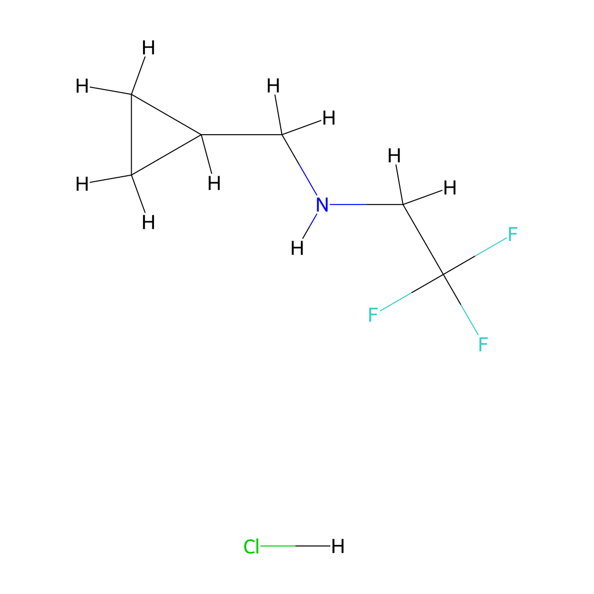 (Cyclopropylmethyl)(2,2,2-trifluoroethyl)amine hydrochloride molecular structure, CAS 405878-99-1