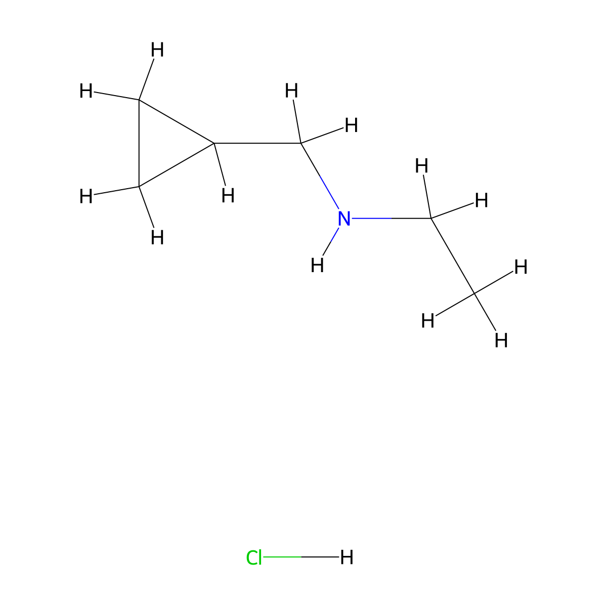 (Cyclopropylmethyl)(ethyl)amine hydrochloride molecular structure, CAS 405879-10-9