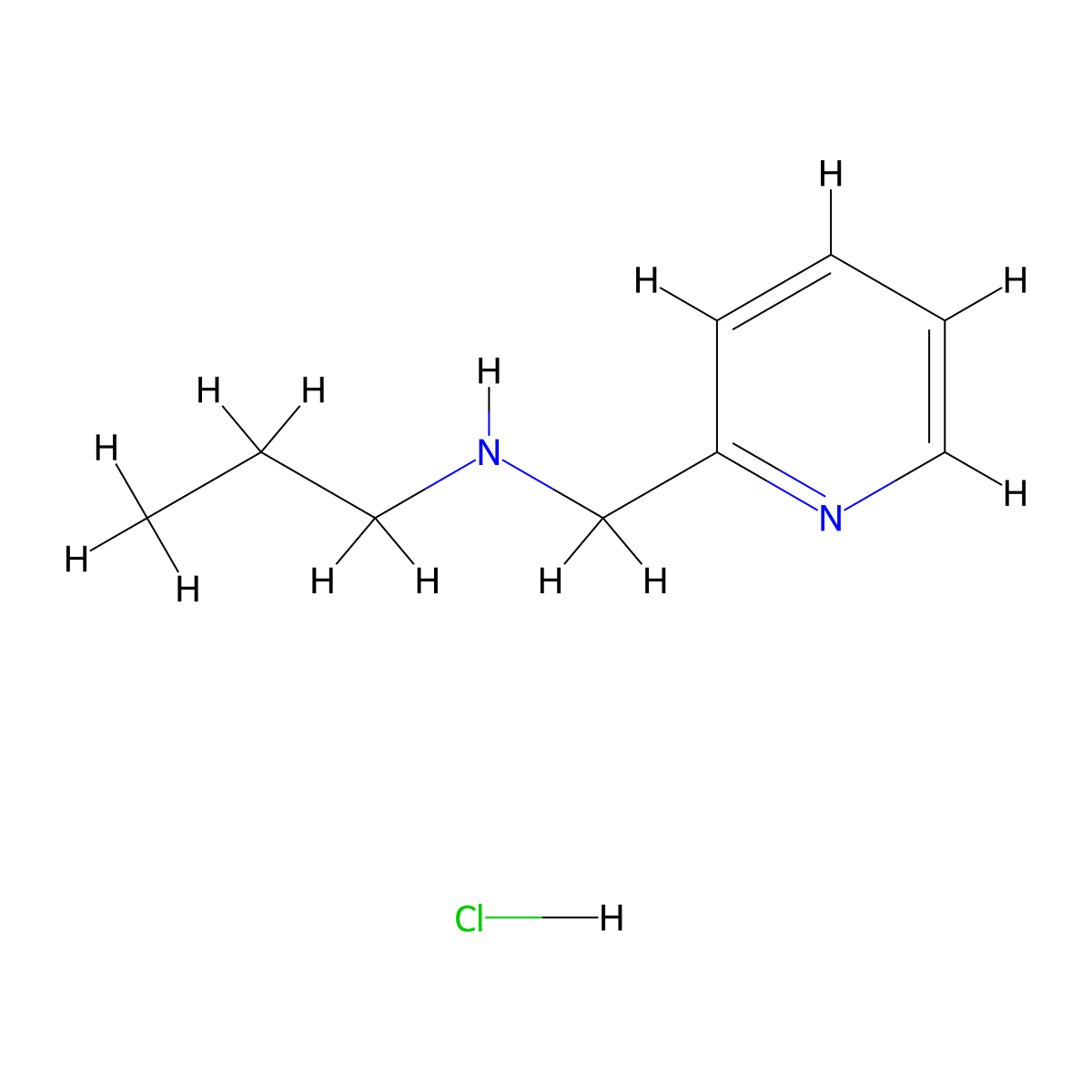 Propyl[(pyridin-2-yl)methyl]amine hydrochloride molecular structure, CAS 405879-14-3