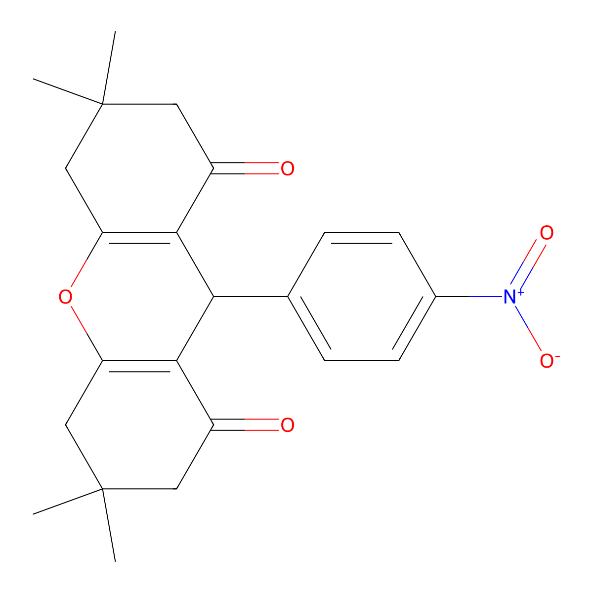 3,3,6,6-tetramethyl-9-(4-nitrophenyl)-3,4,5,6,7,9-hexahydro-1H-xanthene-1,8(2H)-dione molecular structure, CAS 40588-46-3