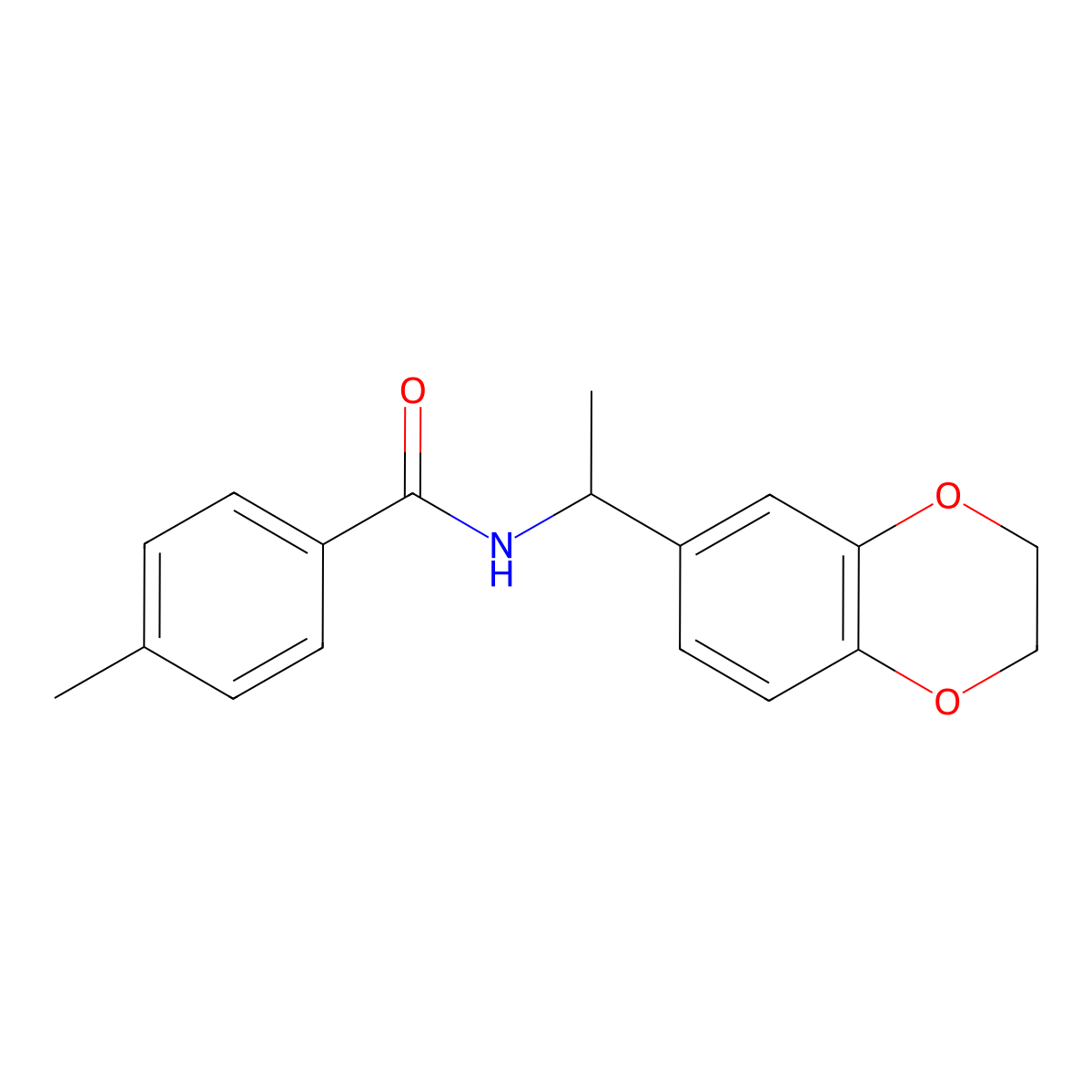 N-[1-(2,3-dihydro-1,4-benzodioxin-6-yl)ethyl]-4-methylbenzamide molecular structure, CAS 405894-81-7