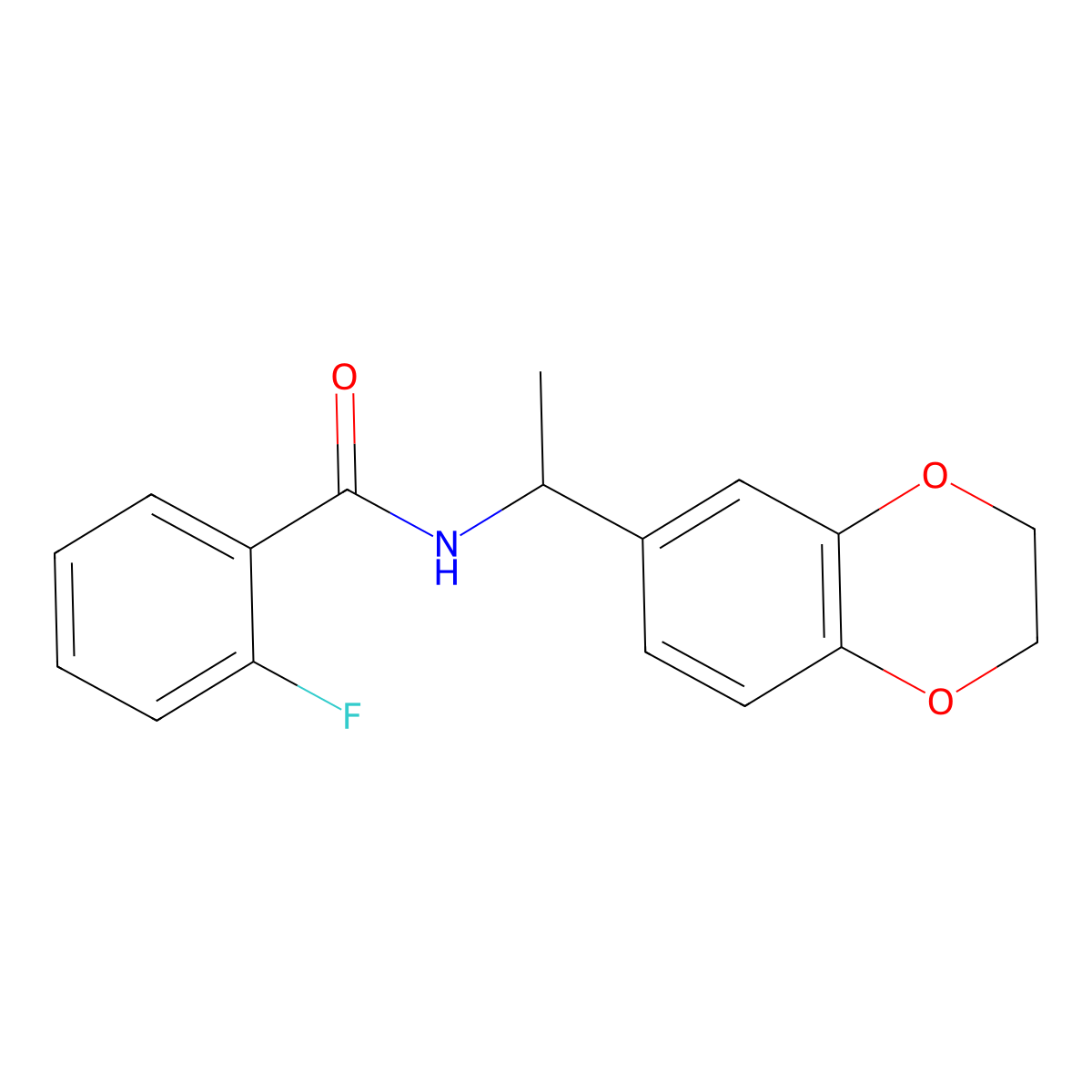 N-[1-(2,3-dihydro-1,4-benzodioxin-6-yl)ethyl]-2-fluorobenzamide molecular structure, CAS 405894-82-8