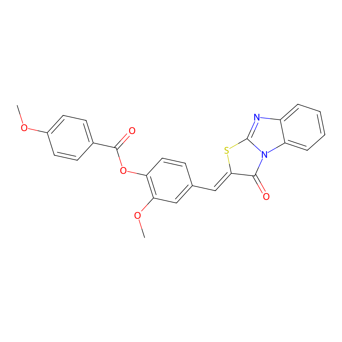 2-Methoxy-4-[(3-oxothiazolo[3,2-a]benzimidazol-2(3H)-ylidene)methyl]phenyl 4-methoxybenzoate molecular structure, CAS 405897-60-1