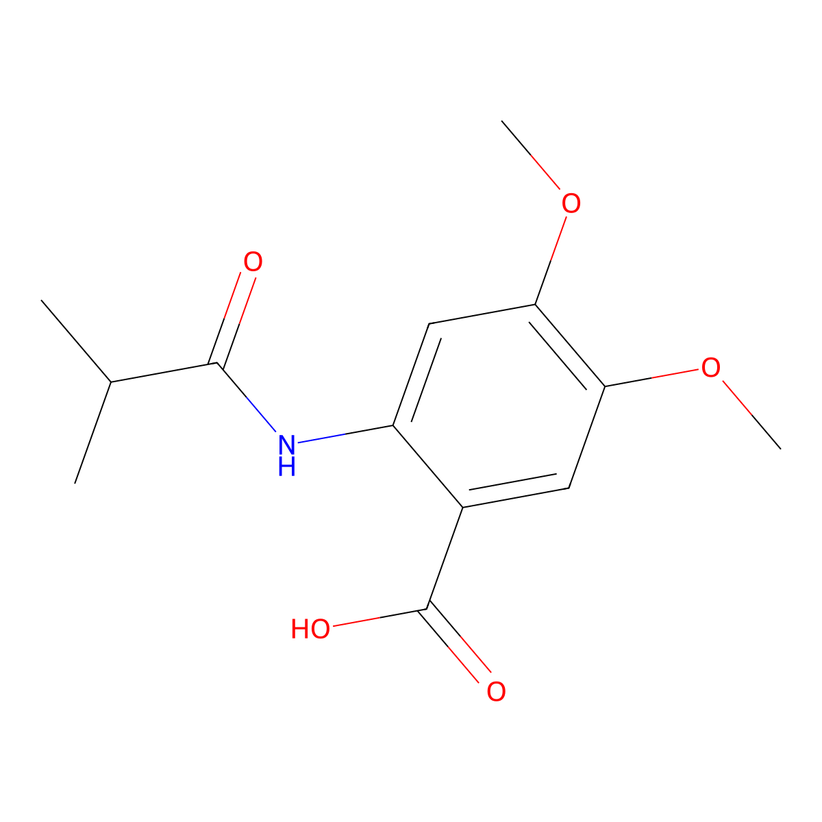 4,5-Dimethoxy-2-(2-methylpropanamido)benzoic acid molecular structure, CAS 405898-41-1