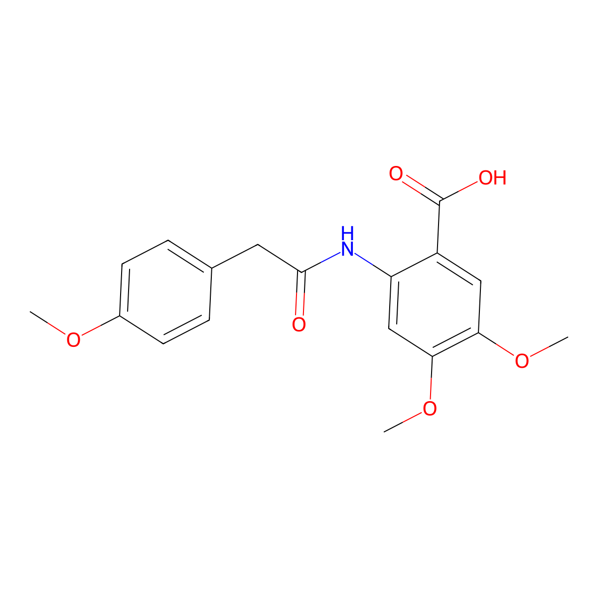 4,5-Dimethoxy-2-{[(4-methoxyphenyl)acetyl]amino}benzoic acid molecular structure, CAS 405900-35-8
