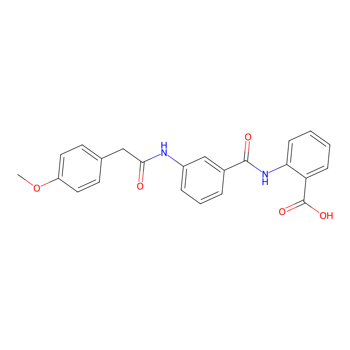 2-(3-(2-(4-Methoxyphenyl)acetamido)benzamido)benzoic acid molecular structure, CAS 405900-51-8