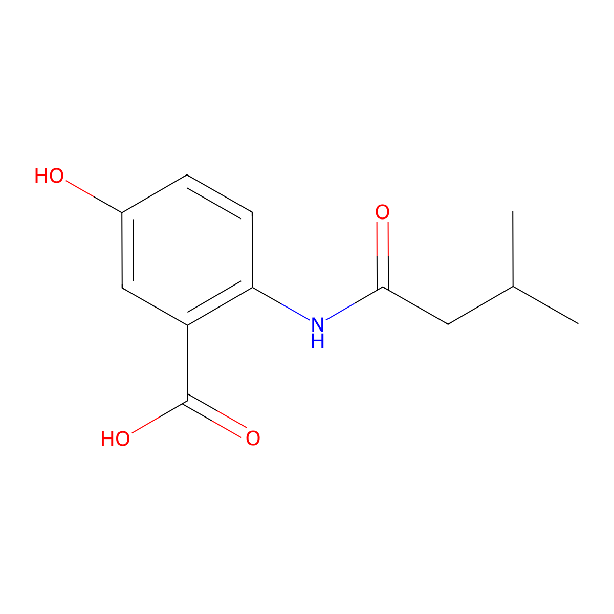 5-Hydroxy-2-[(3-methylbutanoyl)amino]benzoic acid molecular structure, CAS 405900-68-7
