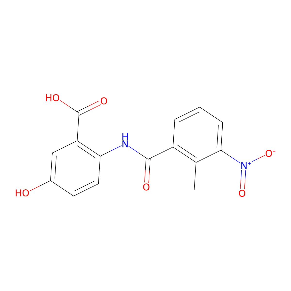 5-Hydroxy-2-{[(2-methyl-3-nitrophenyl)carbonyl]amino}benzoic acid molecular structure, CAS 405900-91-6