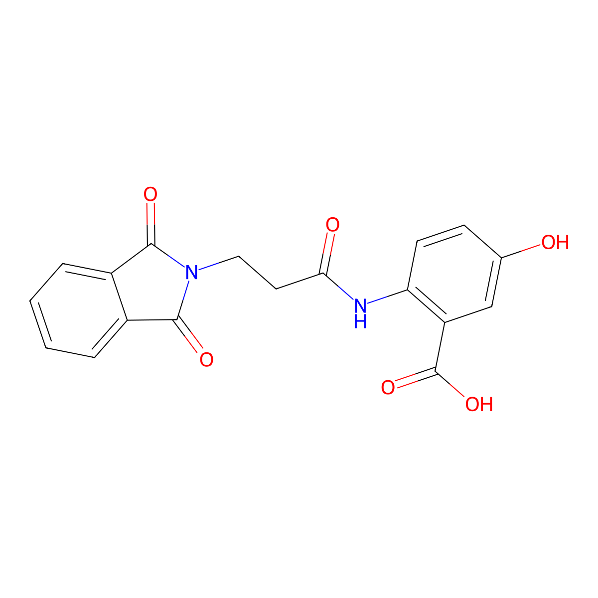 2-{[3-(1,3-dioxo-1,3-dihydro-2H-isoindol-2-yl)propanoyl]amino}-5-hydroxybenzoic acid molecular structure, CAS 405901-47-5