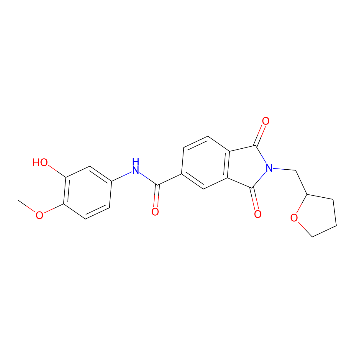 N-(3-hydroxy-4-methoxyphenyl)-1,3-dioxo-2-(oxolan-2-ylmethyl)isoindole-5-carboxamide molecular structure, CAS 405901-67-9