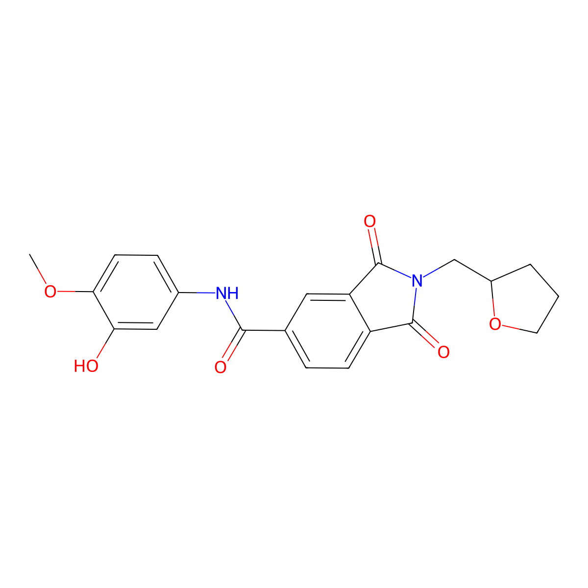 N-(3-hydroxy-4-methoxyphenyl)-1,3-dioxo-2-(oxolan-2-ylmethyl)isoindole-5-carboxamide molecular structure, CAS 405901-67-9