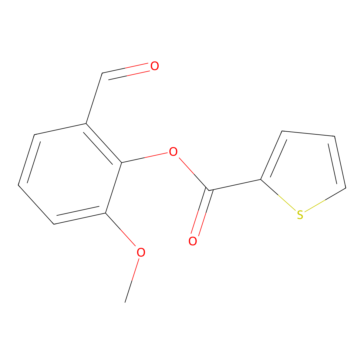 2-Formyl-6-methoxyphenyl thiophene-2-carboxylate molecular structure, CAS 405901-72-6