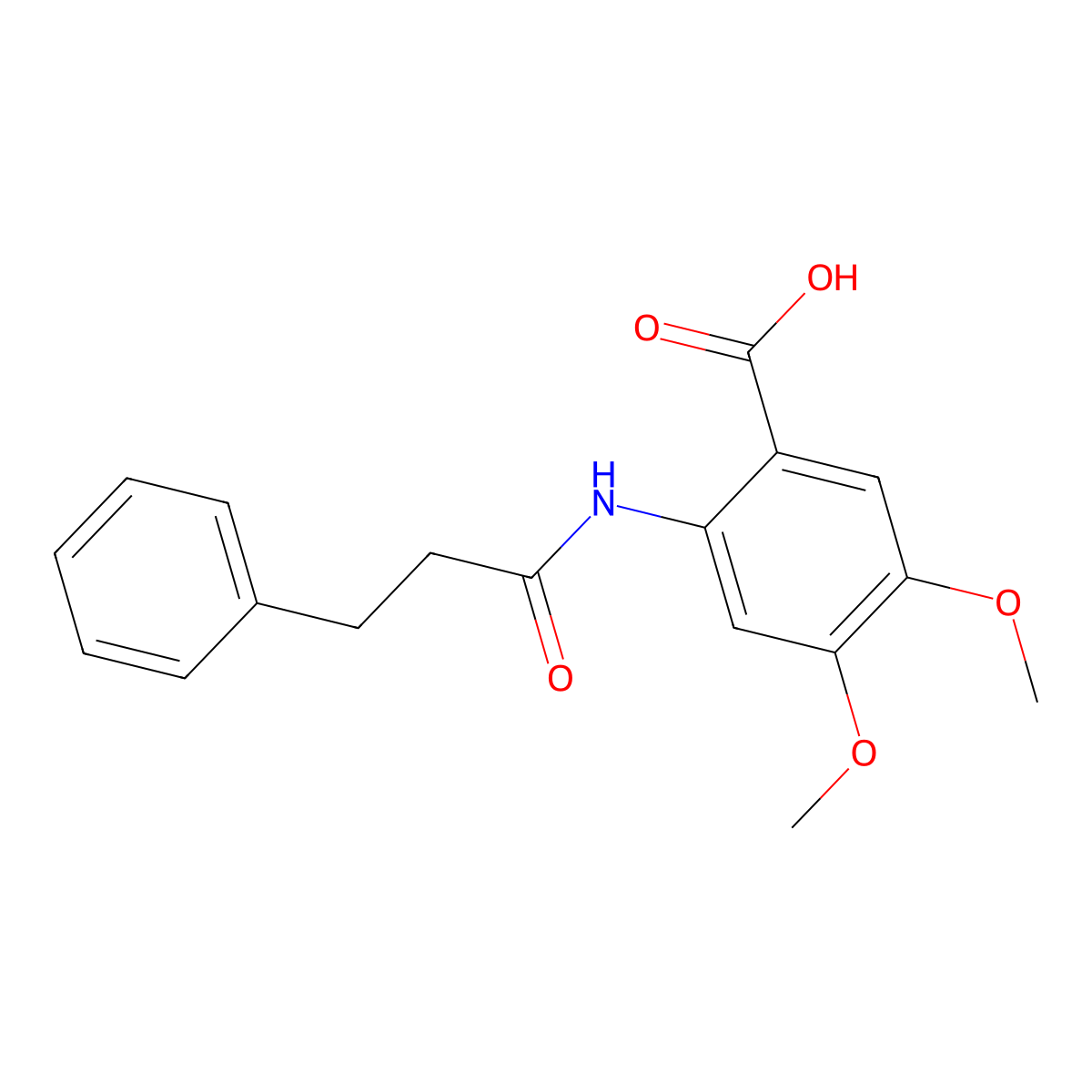 4,5-Dimethoxy-2-(3-phenylpropanoylamino)benzoic acid molecular structure, CAS 405901-78-2