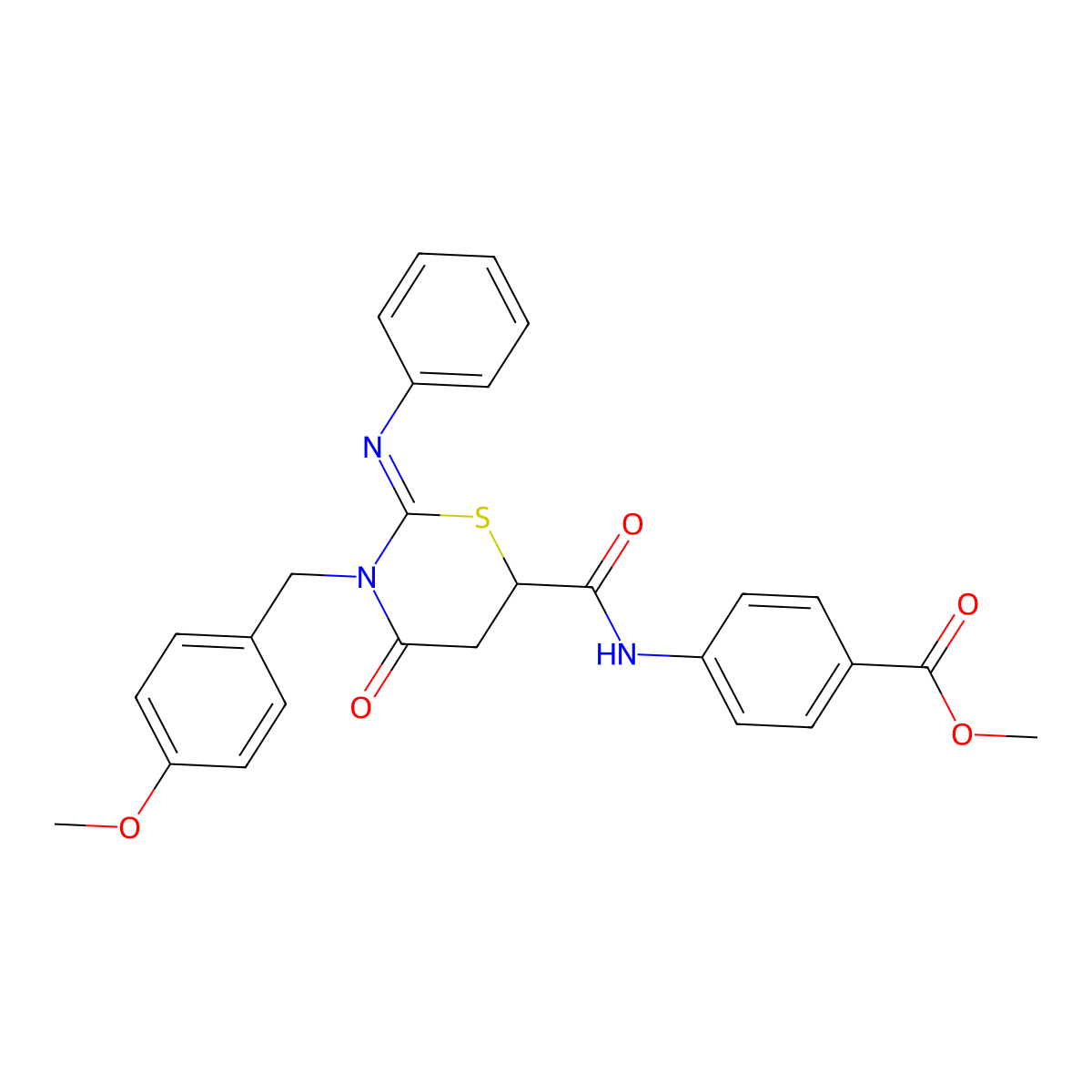 Methyl 4-[[3-[(4-methoxyphenyl)methyl]-4-oxo-2-phenylimino-1,3-thiazinane-6-carbonyl]amino]benzoate molecular structure, CAS 405901-88-4