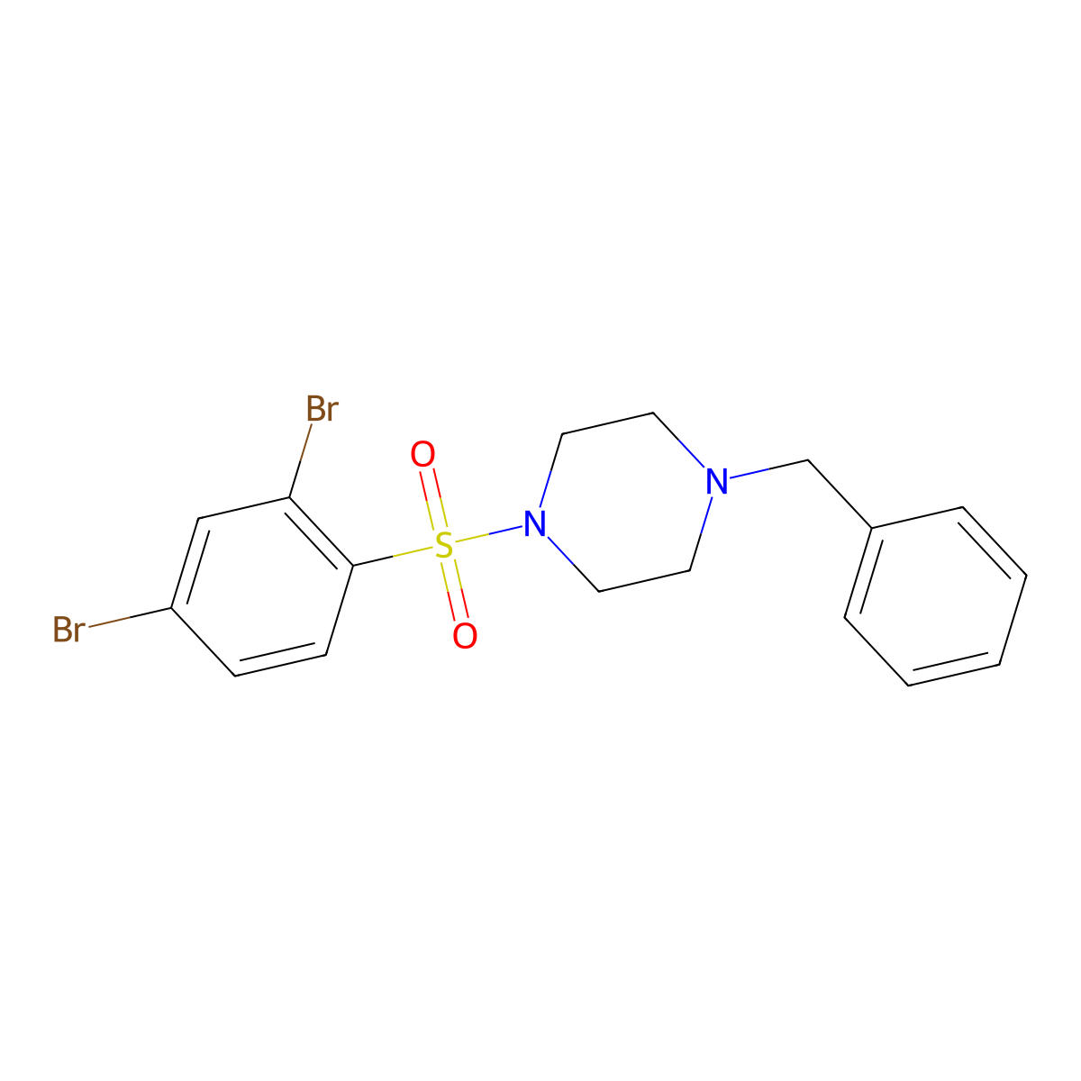 1-Benzyl-4-(2,4-dibromobenzenesulfonyl)piperazine molecular structure, CAS 405903-57-3
