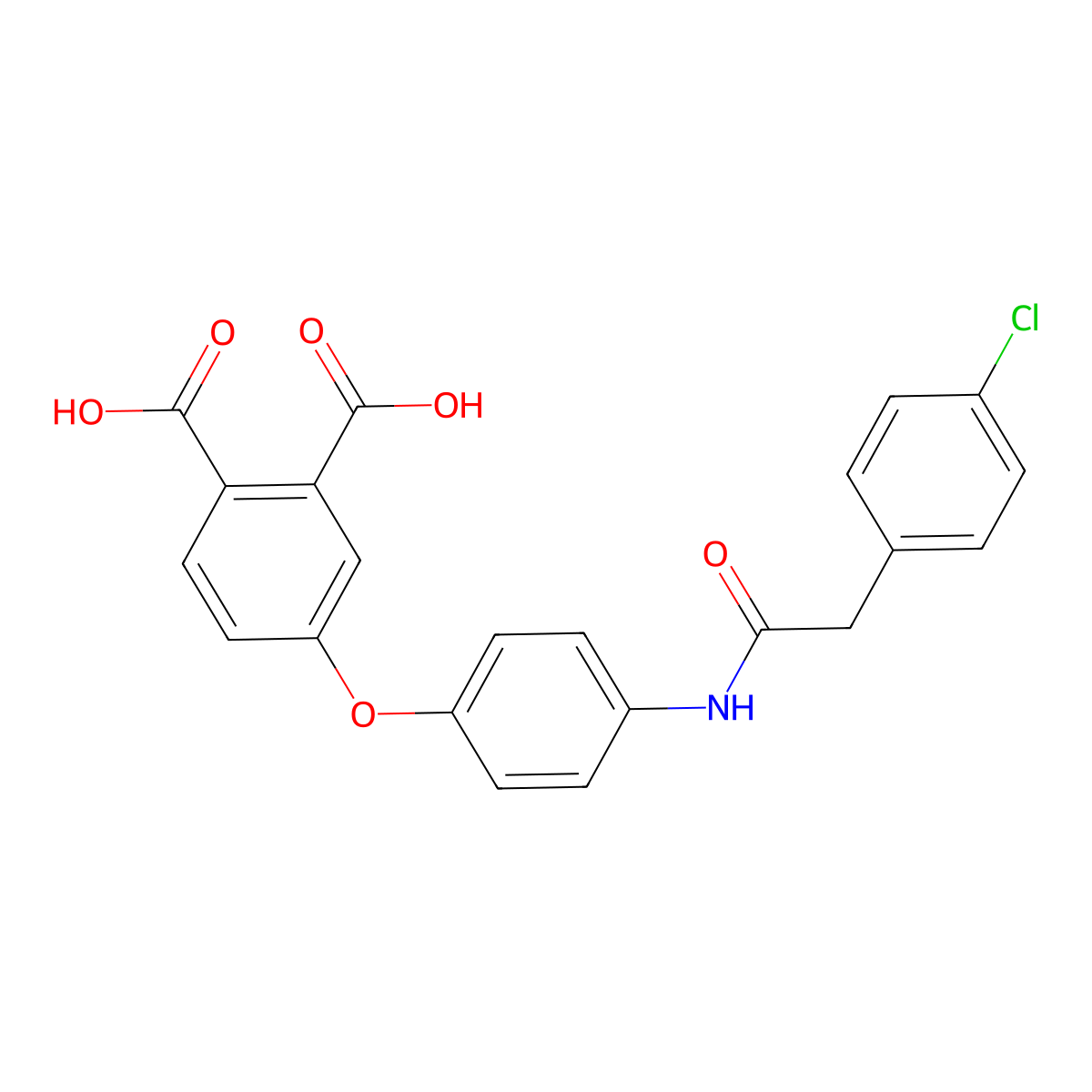 4-(4-{[(4-Chlorophenyl)acetyl]amino}phenoxy)benzene-1,2-dicarboxylic acid molecular structure, CAS 405903-64-2