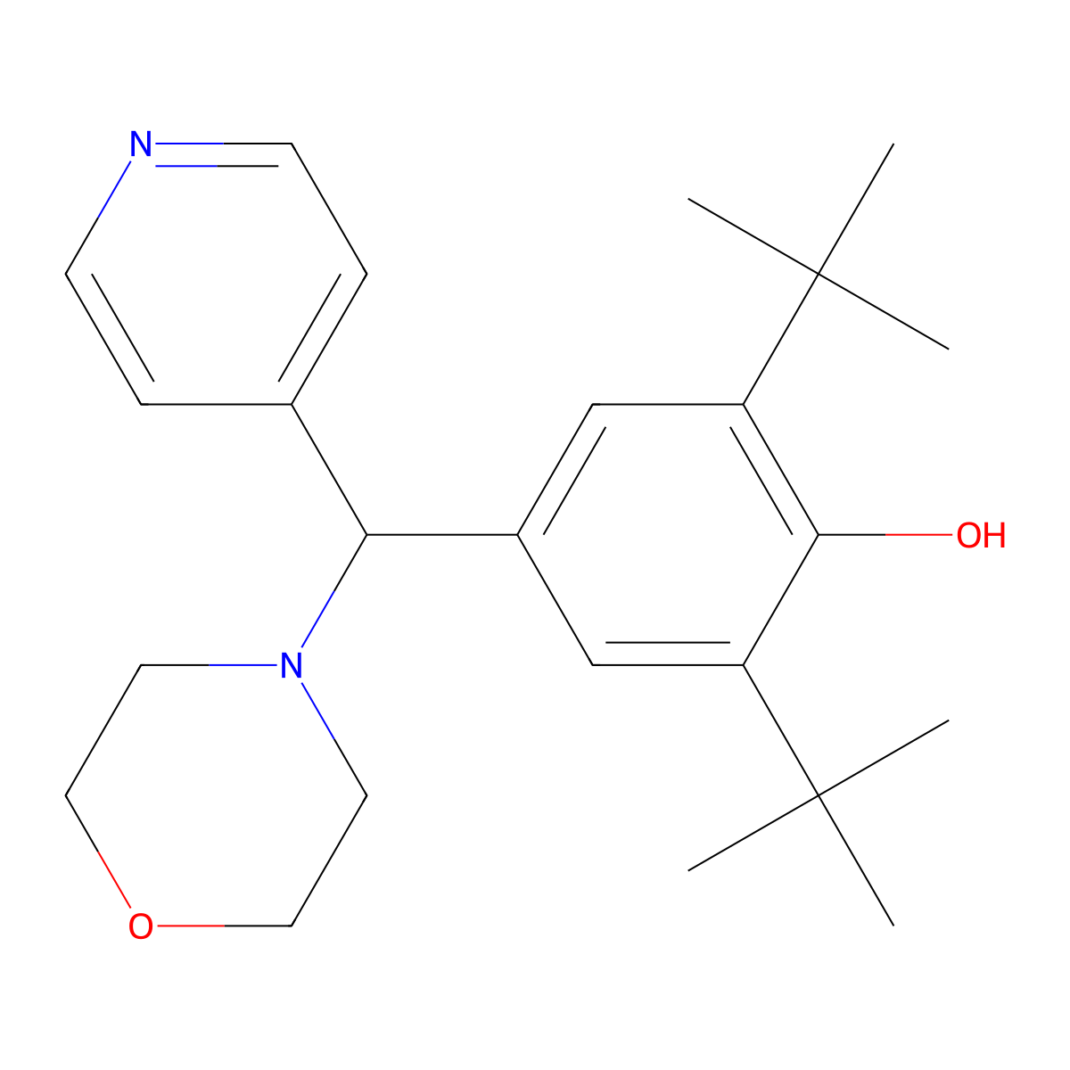 2,6-Bis(tert-butyl)-4-(morpholin-4-yl-4-pyridylmethyl)phenol molecular structure, CAS 405905-04-6