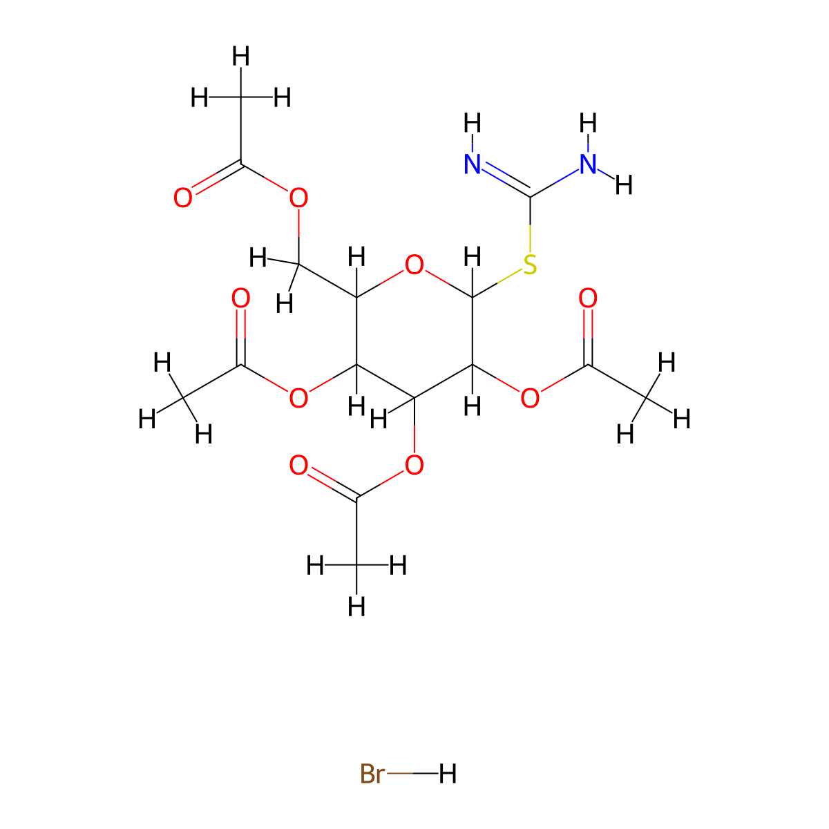 2-(2,3,4,6-Tetra-O-acetyl-beta-D-glucopyranosyl)-2-thiopseudourea hydrobromide molecular structure, CAS 40591-65-9