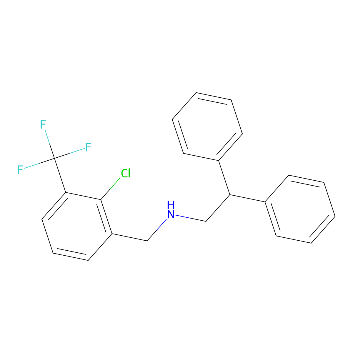(2-Chloro-3-trifluoromethyl-benzyl)-diphenylethyl-amine molecular structure, CAS 405911-35-5