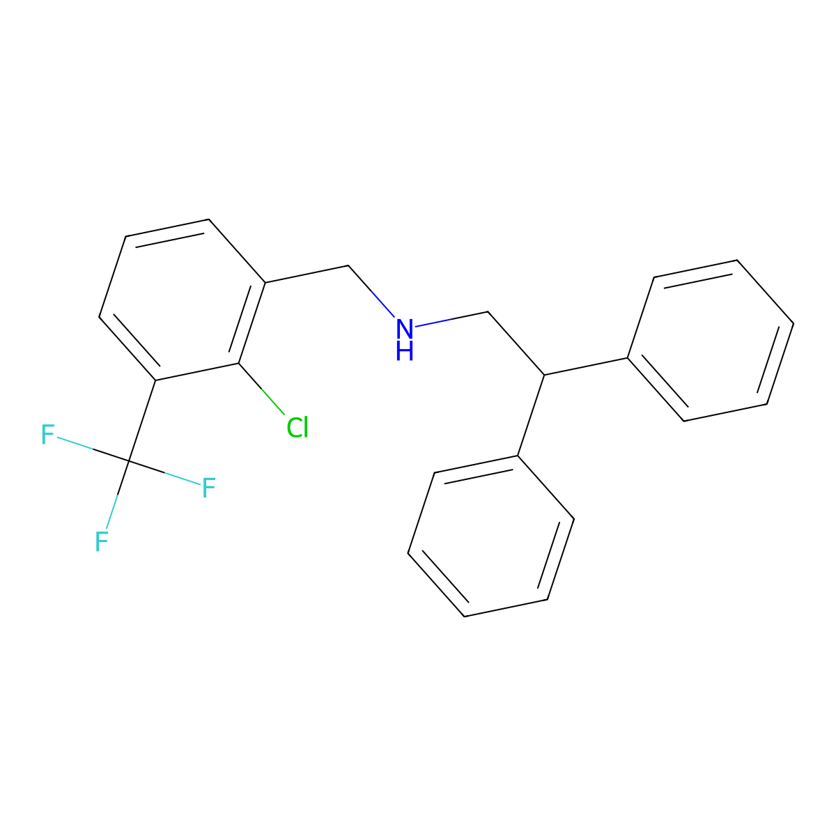 (2-Chloro-3-trifluoromethyl-benzyl)-diphenylethyl-amine molecular structure, CAS 405911-35-5