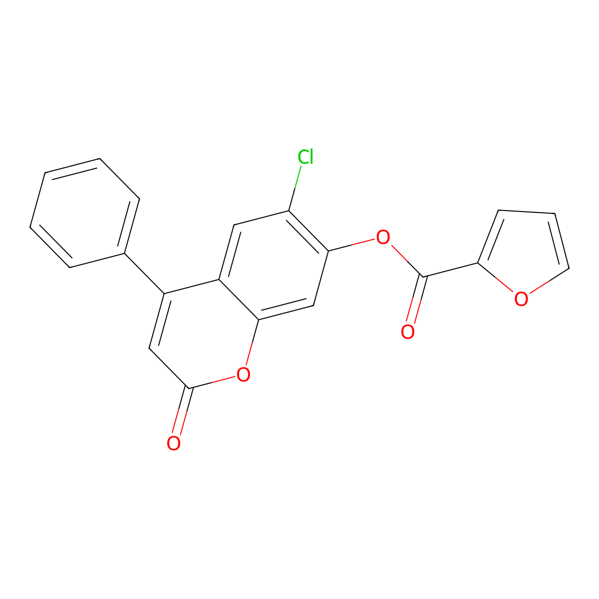 6-chloro-2-oxo-4-phenyl-2H-chromen-7-yl furan-2-carboxylate molecular structure, CAS 405916-28-1