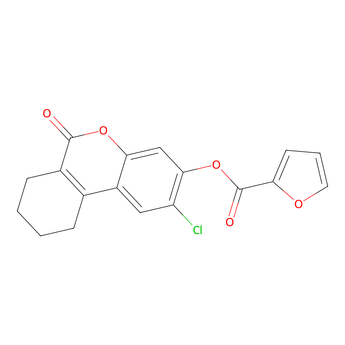(2-Chloro-6-oxo-7,8,9,10-tetrahydrobenzo[c]chromen-3-yl) furan-2-carboxylate molecular structure, CAS 405916-33-8