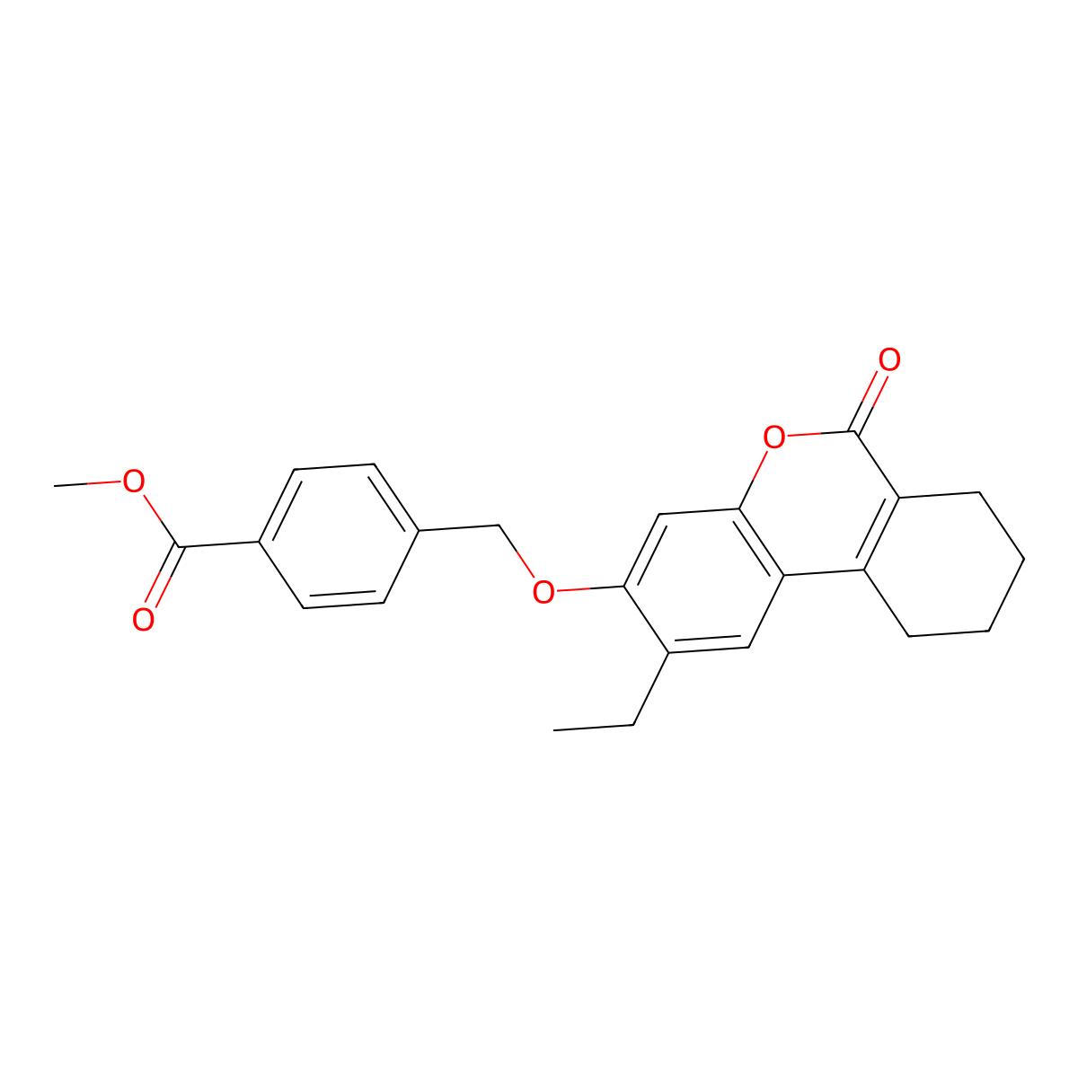 methyl 4-{[(2-ethyl-6-oxo-7,8,9,10-tetrahydro-6H-benzo[c]chromen-3-yl)oxy]methyl}benzoate molecular structure, CAS 405916-77-0