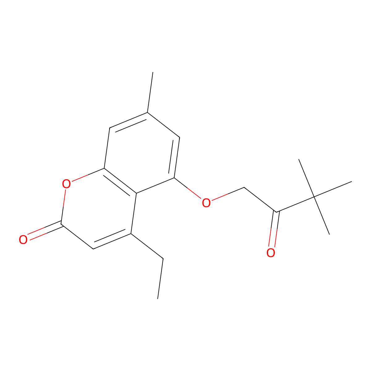 5-(3,3-dimethyl-2-oxobutoxy)-4-ethyl-7-methyl-2H-chromen-2-one molecular structure, CAS 405916-83-8