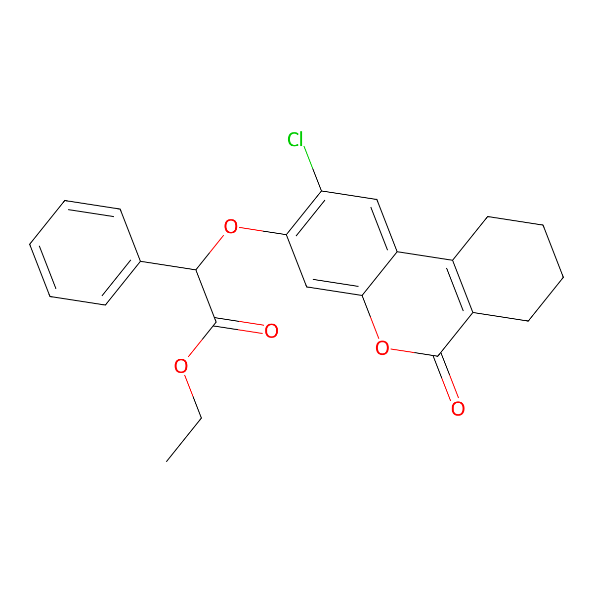 ethyl [(2-chloro-6-oxo-7,8,9,10-tetrahydro-6H-benzo[c]chromen-3-yl)oxy](phenyl)acetate molecular structure, CAS 405917-13-7
